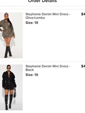 Fashion Nova Stephanie Denim Mini Dress - Olive Combo & Black